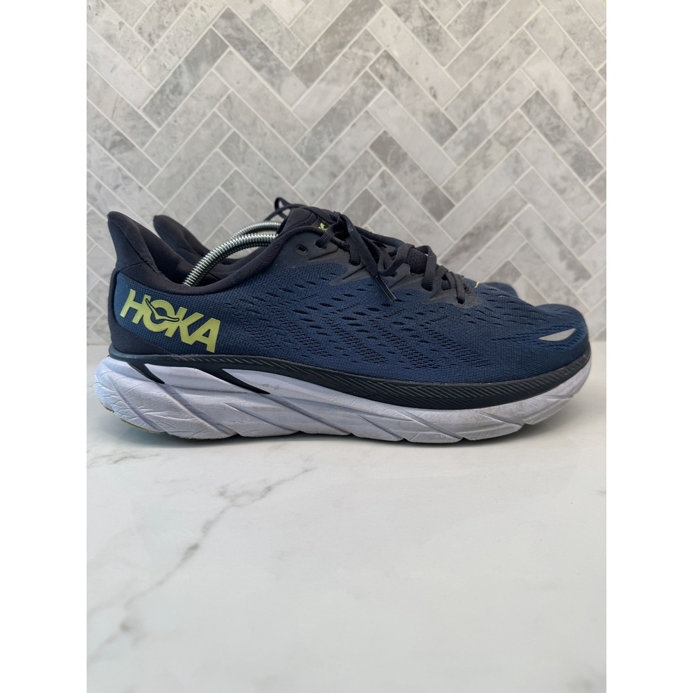 Hoka One One Clifton‎ 8 Running Shoes Mens 12.5 2E Blue Coral Butterfly Sneakers